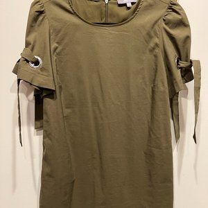 Casual olive green short sleeve dress